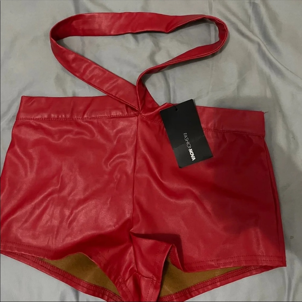 Faux leather shorts